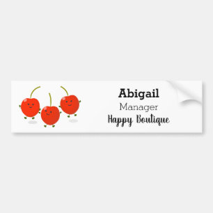 Cute jumping red cherries cartoon illustration bumper sticker