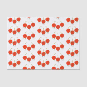 Cute jumping red cherries cartoon illustration tissue paper