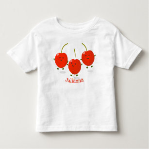 Cute jumping red cherries cartoon illustration toddler T-Shirt