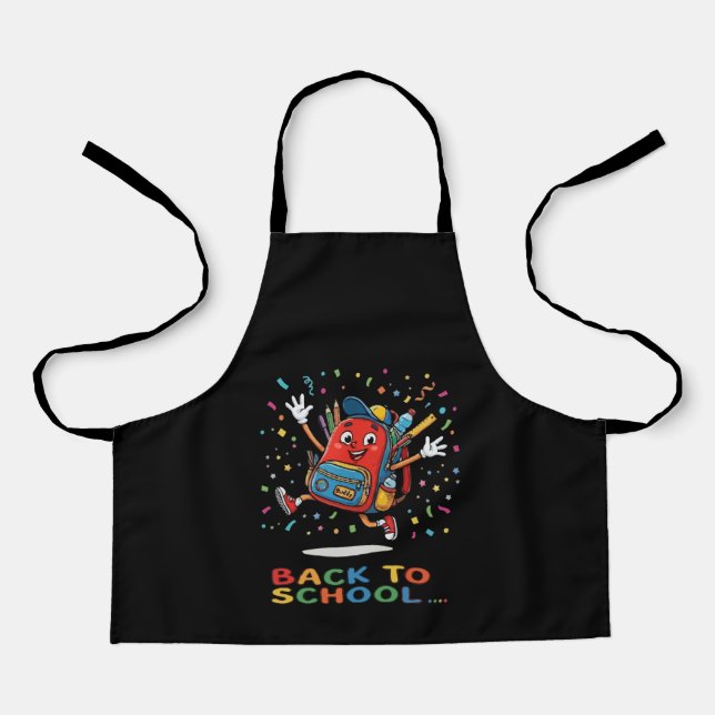 Cute Jumping School Backpack Back To School Design Apron (Front)