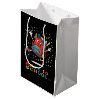 Cute Jumping School Backpack Back To School Design Medium Gift Bag