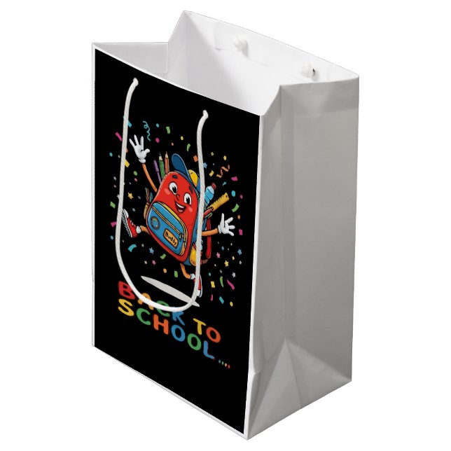 Cute Jumping School Backpack Back To School Design Medium Gift Bag (Front Angled)