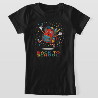Cute Jumping School Backpack Back To School Design T-Shirt