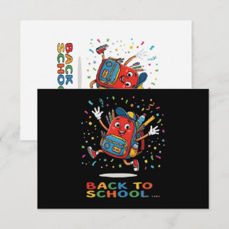 Cute Jumping School Backpack Back To School Design Thank You Card