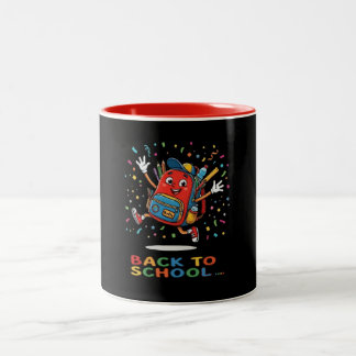 Cute Jumping School Backpack Back To School Design Two-Tone Coffee Mug