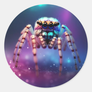 Cute Jumping Spider Vibrant Colours Classic Round Sticker