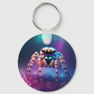 Cute Jumping Spider Vibrant Colours Key Ring