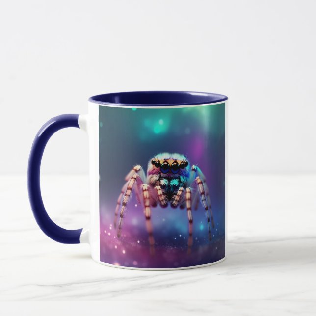 Cute Jumping Spider Vibrant Colours Mug (Left)