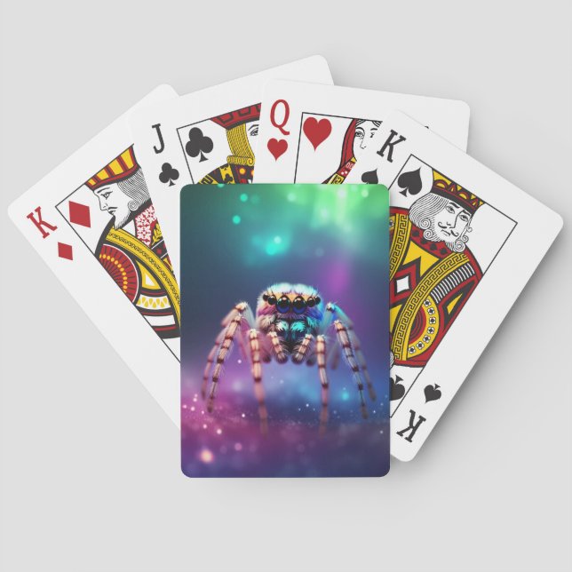 Cute Jumping Spider Vibrant Colours Playing Cards (Back)