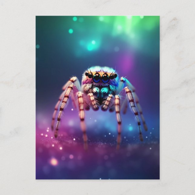 Cute Jumping Spider Vibrant Colours Postcard (Front)