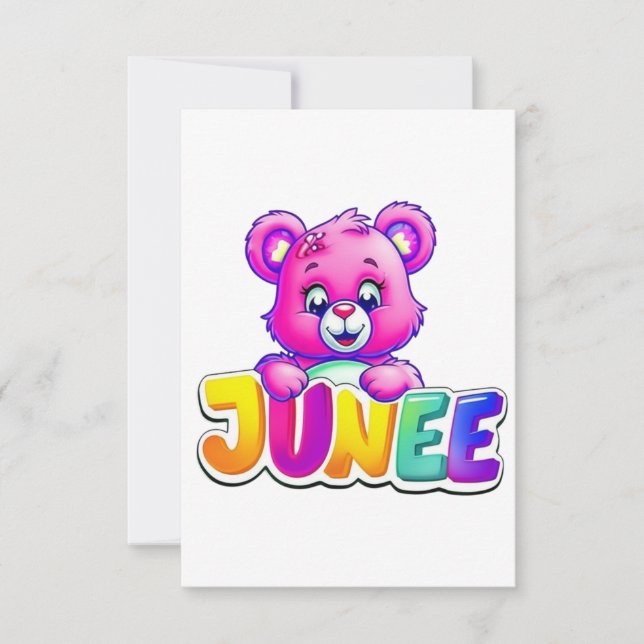 Cute Junee Bear Illustration Thank You Card (Front)