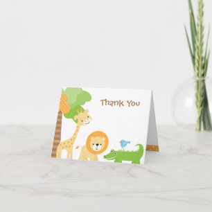 Cute Jungle Animal Thank You Cards