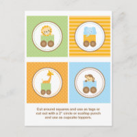 Cute Jungle Animal Train Cupcake Toppers