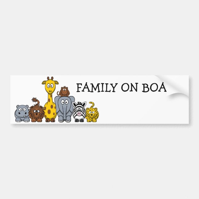 CUTE JUNGLE ANIMALS ADD YOUR TEXT BUMPER STICKER (Front)