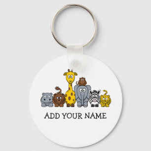 CUTE JUNGLE ANIMALS ADD YOUR TEXT KEY RING