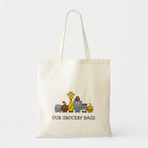 CUTE JUNGLE ANIMALS ADD YOUR TEXT TOTE BAG