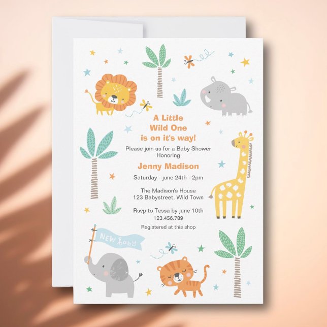 Cute Jungle Animals Baby Shower Invitation (Creator Uploaded)