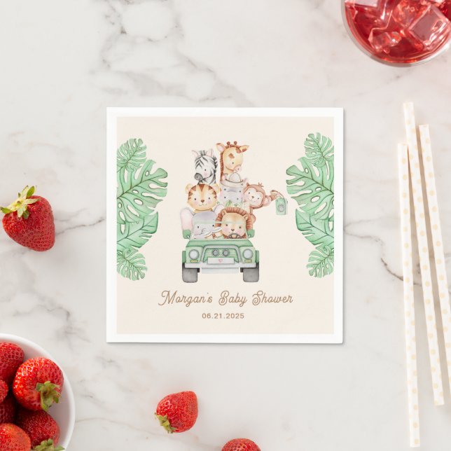Cute Jungle Animals Baby Shower Napkin (Insitu)