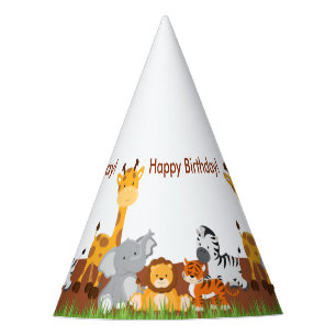 Cute Jungle Animals Birthday Party Hat