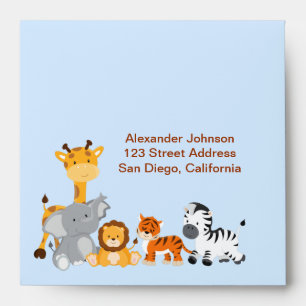 Cute Jungle Animals Boy Birthday Envelope