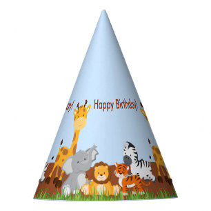 Cute Jungle Animals Boy Birthday Party Hat
