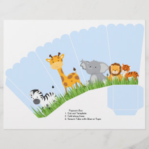 Cute Jungle Animals Boy Scalloped Popcorn Box