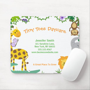 Cute Jungle Animals Child Daycare Business Mouse Mat