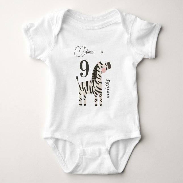 Cute Jungle Animals First Year Milestone Baby Bodysuit (Front)