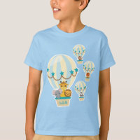 Cute Jungle Animals Flying in Hot Air Balloons