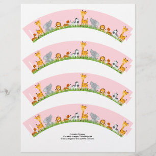 Cute Jungle Animals Girl Plain Cupcake Wrapper