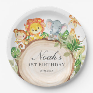 Cute Jungle Animals Greenery Baby Shower Birthday  Paper Plate