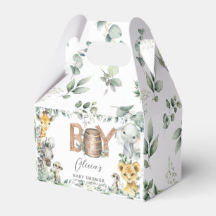 Cute Jungle Animals Greenery Boy Baby Shower  Favour Box
