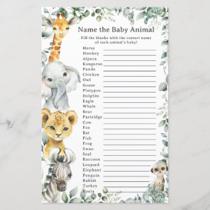 Cute Jungle Animals Greenery Name Baby Animal Game