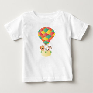 Cute Jungle Animals In Hot Air Balloon Colorful Baby T-Shirt