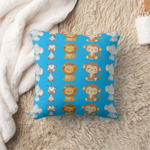 Cute Jungle Animals Nursery Throw Cushion