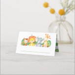 Cute Jungle Animals Safari 1st Birthday Greenery  Place Card<br><div class="desc">Co-ordinate your child's next birthday party with these cute jungle animals themed place cards. Featuring a friendly lion, a baby elephant, a cute giraffe and a cheeky monkey. Personalise them today with your the birthday child's name and age! Great for any age, boys and girls! Matching items to complete your...</div>