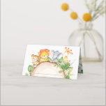 Cute Jungle Animals Safari 1st Birthday Greenery   Place Card<br><div class="desc">Co-ordinate your child's next birthday party with these cute jungle animals themed place cards. Featuring a friendly lion, a baby elephant, a cute giraffe and a cheeky monkey. Personalise them today with your the birthday child's name and age! Great for any age, boys and girls! Matching items to complete your...</div>