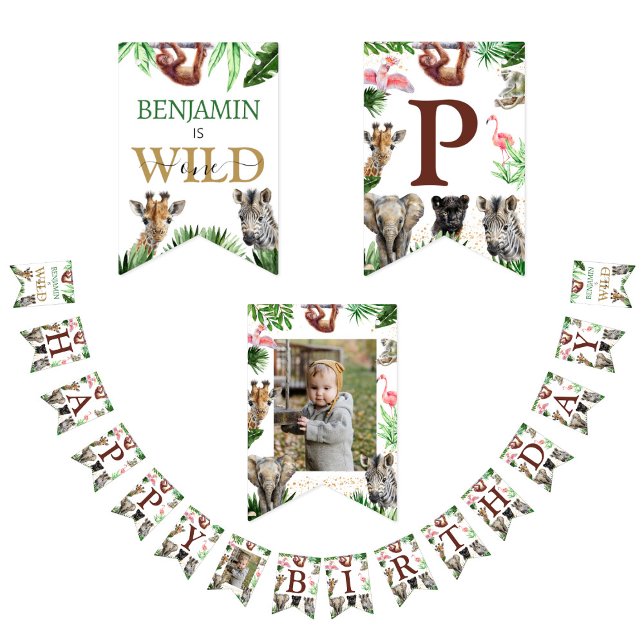 Cute Jungle Animals Safari Birthday Bunting (Creator Uploaded)