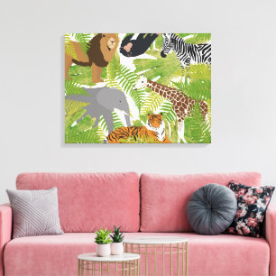 Cute Jungle Animals Safari Boy   Girl  Canvas Print