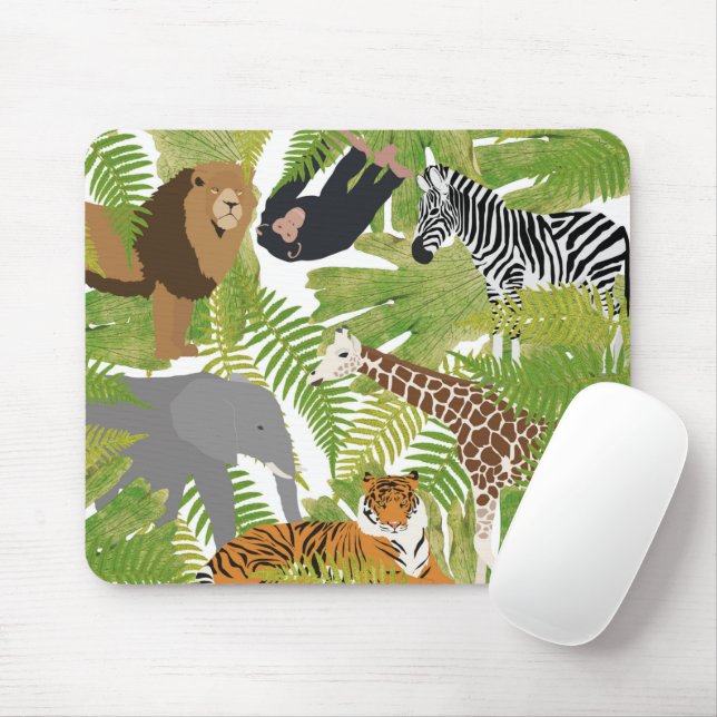 Cute Jungle Animals Safari Boy | Girl Mouse Mat (With Mouse)
