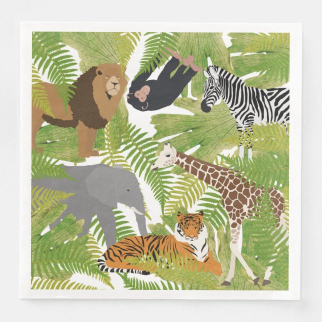Cute Jungle Animals Safari Boy | Girl Napkin (Front)
