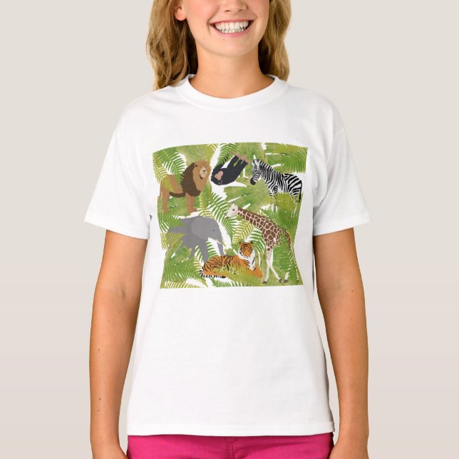 Cute Jungle Animals Safari Boy | Girl T-Shirt (Front)