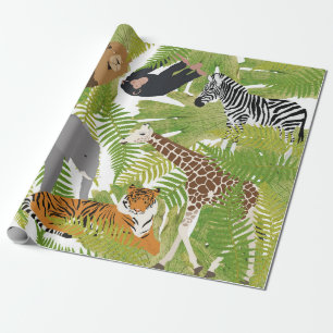 Cute Jungle Animals Safari Boy   Girl Wrapping Paper