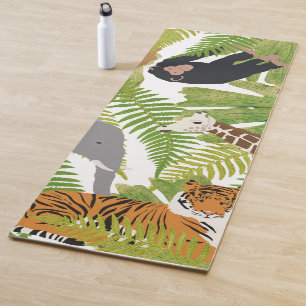 Cute Jungle Animals Safari Boy   Girl Yoga Mat