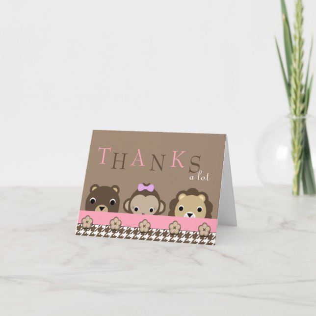 Cute Jungle Animals Thank You Card (Front)