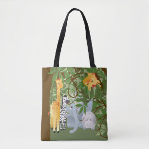 Cute Jungle Animals Tote Bag