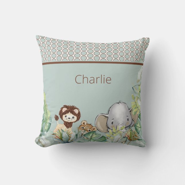 Cute Jungle Animals Tropical Custom II Cushion (Front)