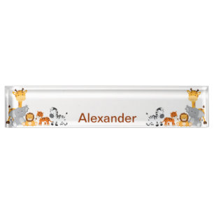 Cute Jungle Baby Animal Desk Nameplate