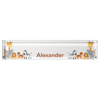 Cute Jungle Baby Animal Desk Nameplate