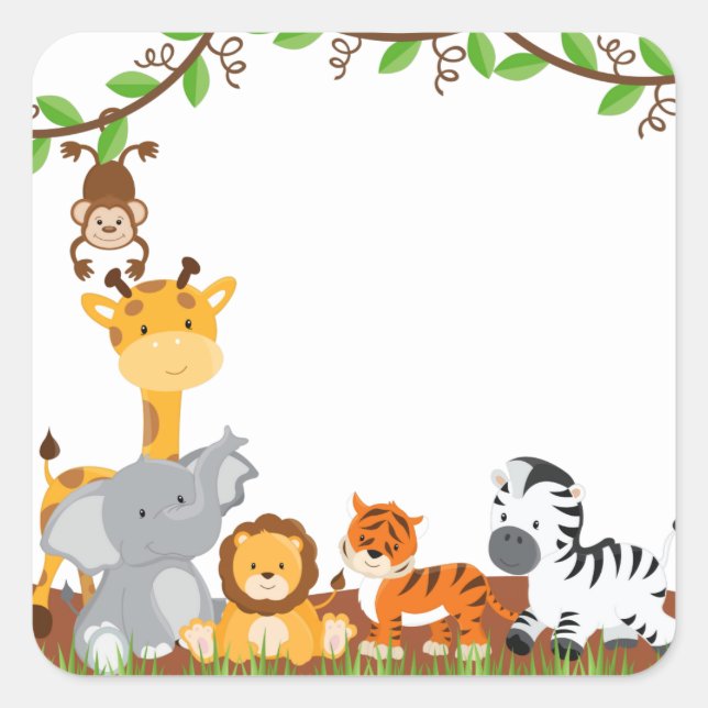 Cute Jungle Baby Animal Sticker (Front)